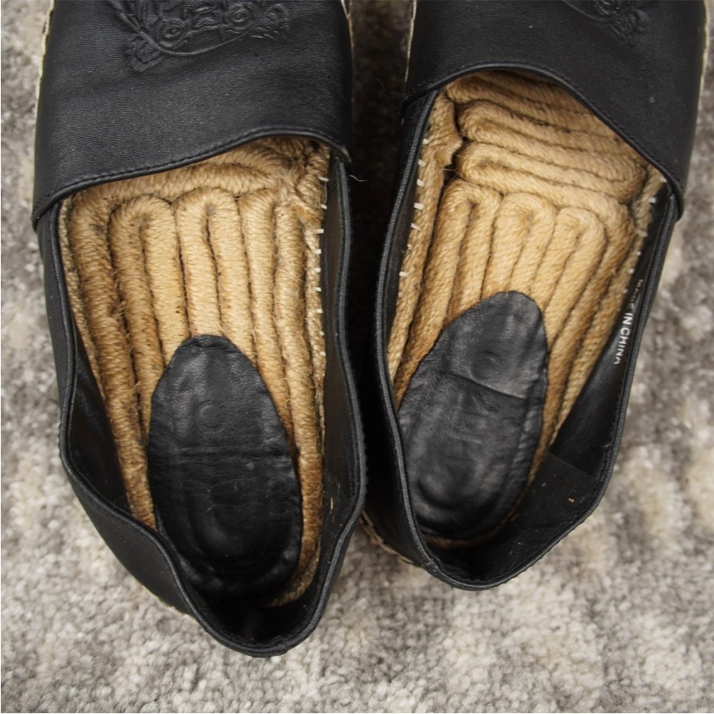 Kenzo Classic Tiger Head Canvas Leather Espadrille Womens EU 38 US 7 Black - Picture 10 of 12